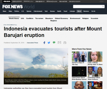 インドネシア火山噴火